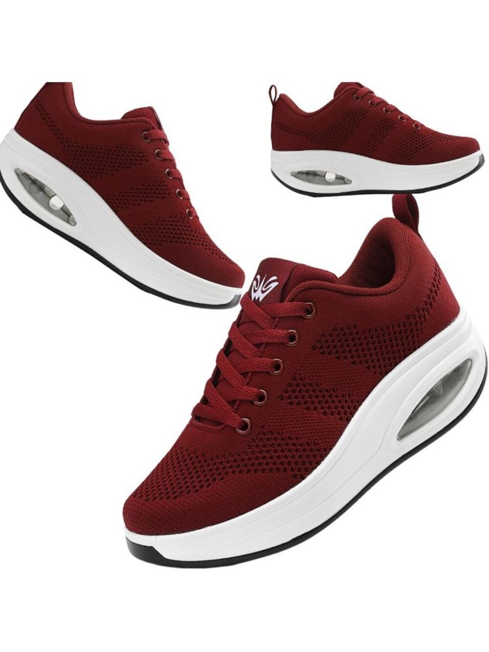 Women's Red White Air Cushion Nurse Slip Resistant Work Sock Comfortable Sneaker
